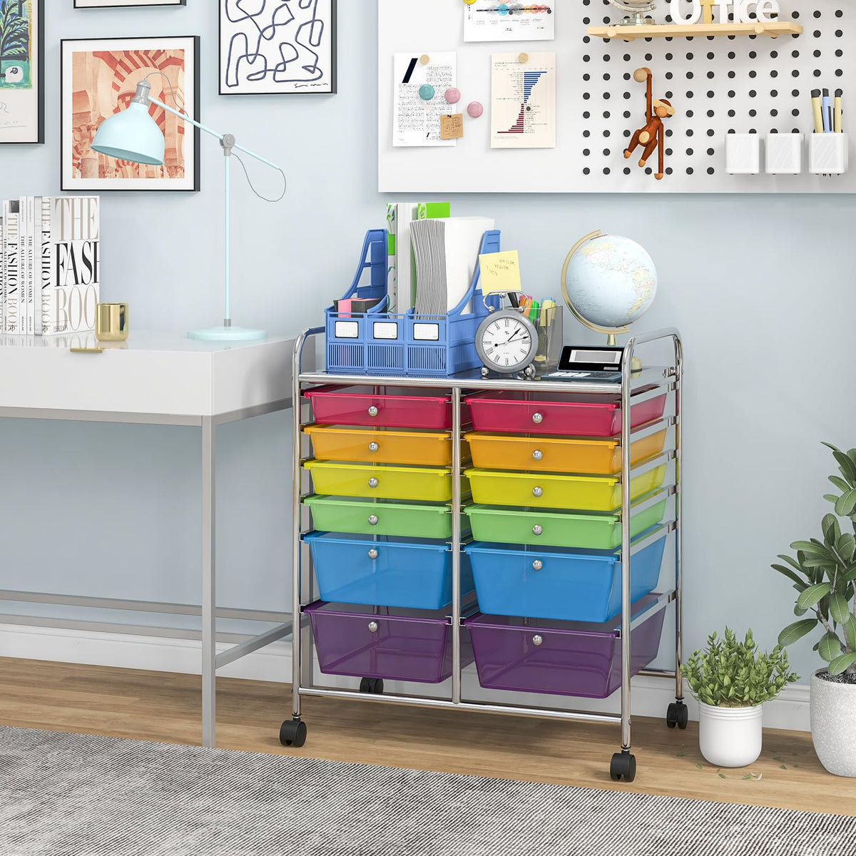 12 Drawer Rolling Storage Cart with Lockable Wheel X924