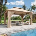 12'x10' Beige Metal Gazebo D27395
