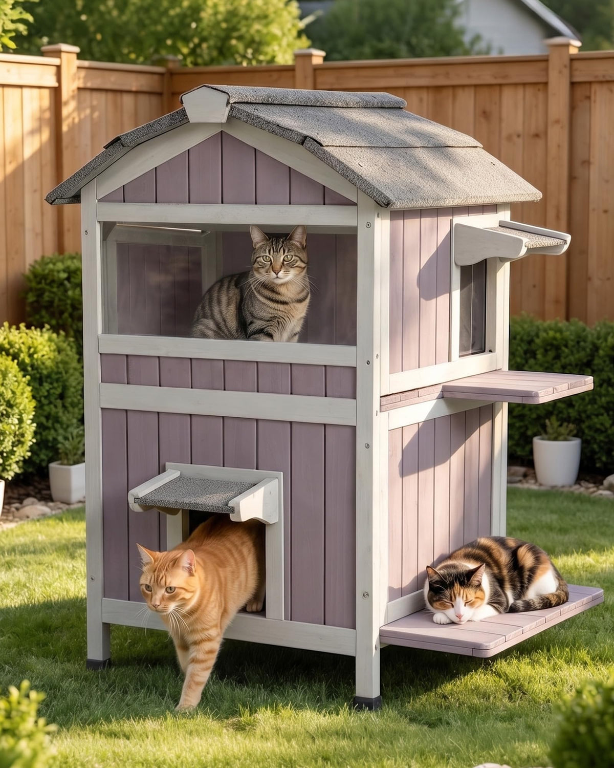 Weatherproof 2-Story Outdoor Cat House L875