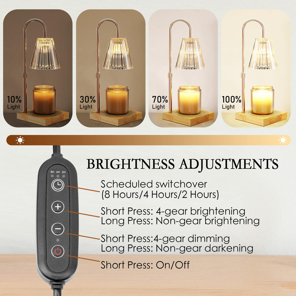 Candle Warmer Lamp with 2 Bulbs, Dimmable, Timer, Adjustable Height M62187