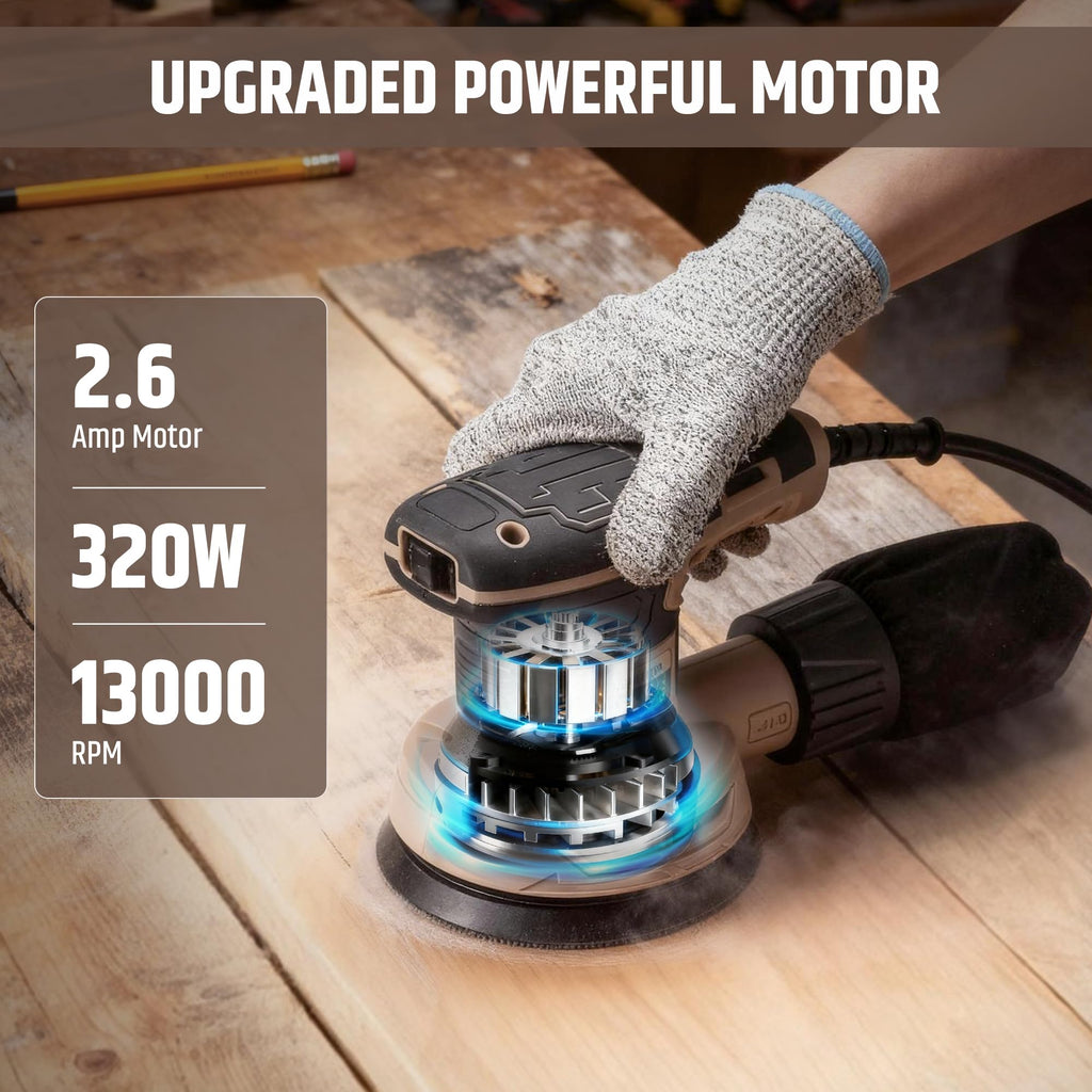 5-Inch Variable Speed Random Orbital Sander with Dust Bag E551313
