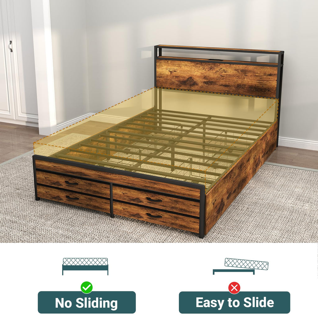 Queen Bed Frame with 8 Storage Drawers N32053