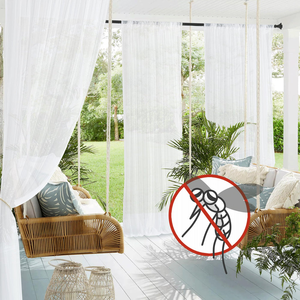 White 2 Panels Waterproof Mosquito Netting Curtains Q71614
