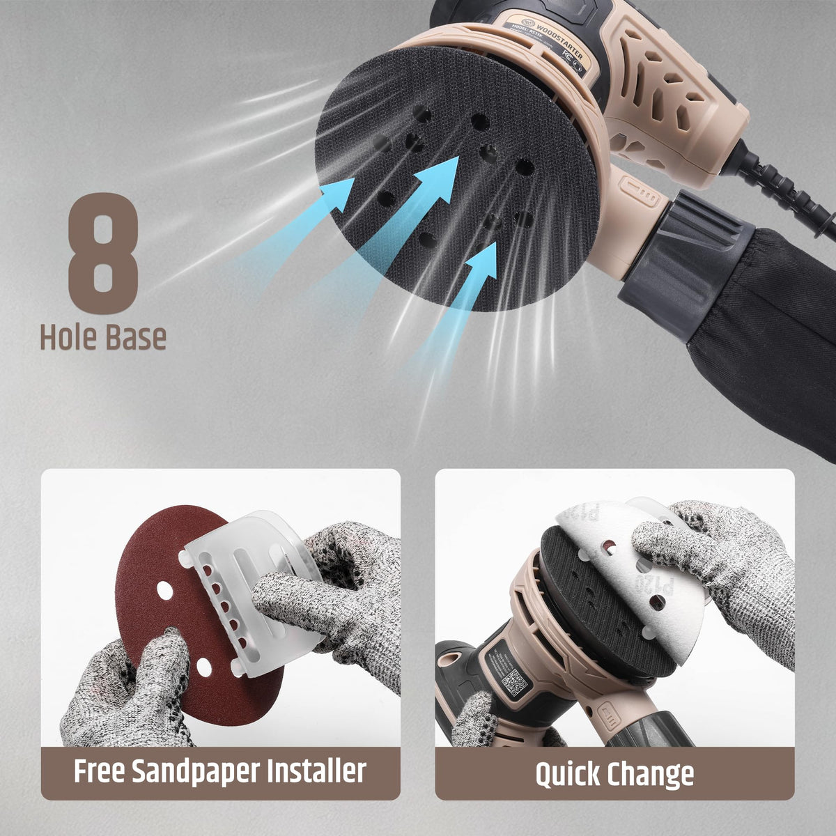 5-Inch Variable Speed Random Orbital Sander with Dust Bag E551313