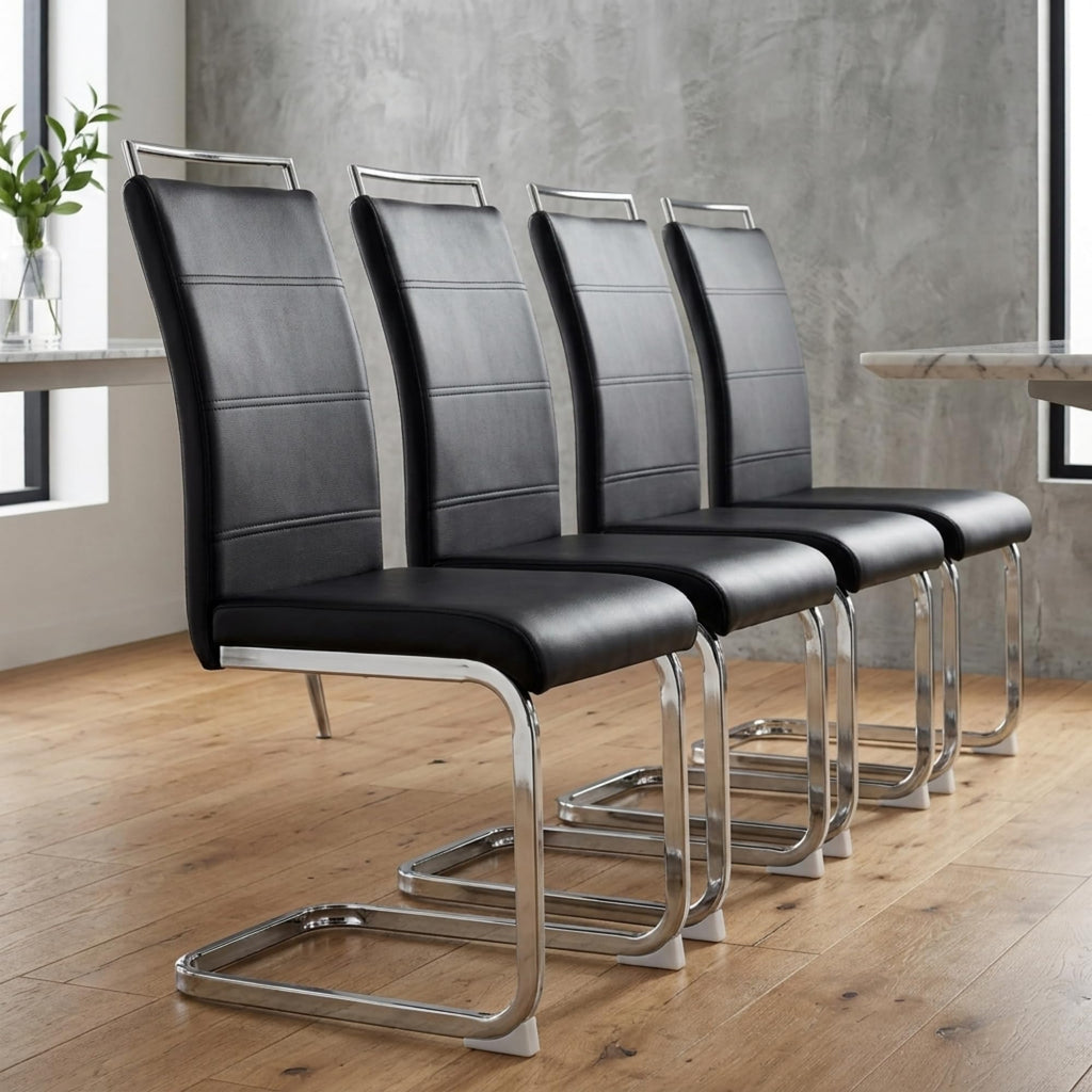 Black Faux Leather Dining Chairs Set of 4 Z958245