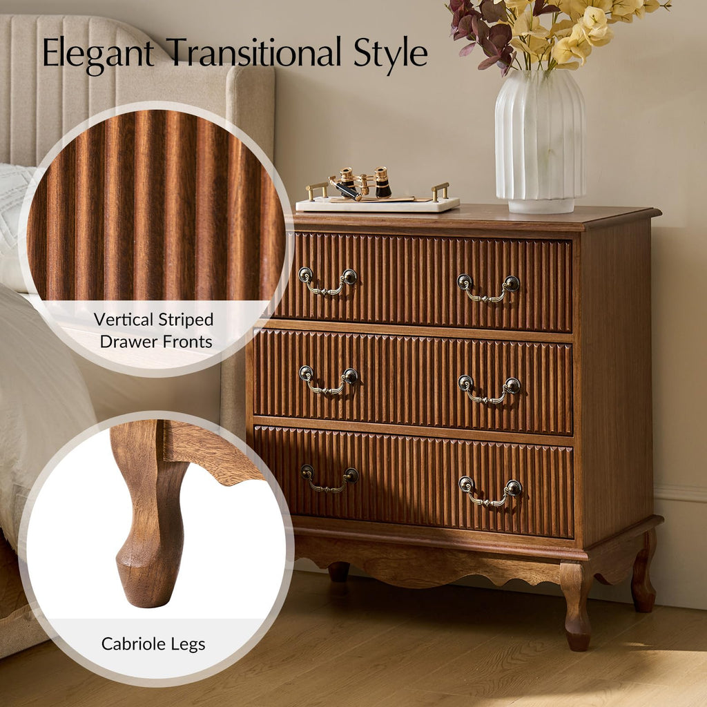 Set of 2 Wood Side Table with 3 Drawers and Charging Station J6301