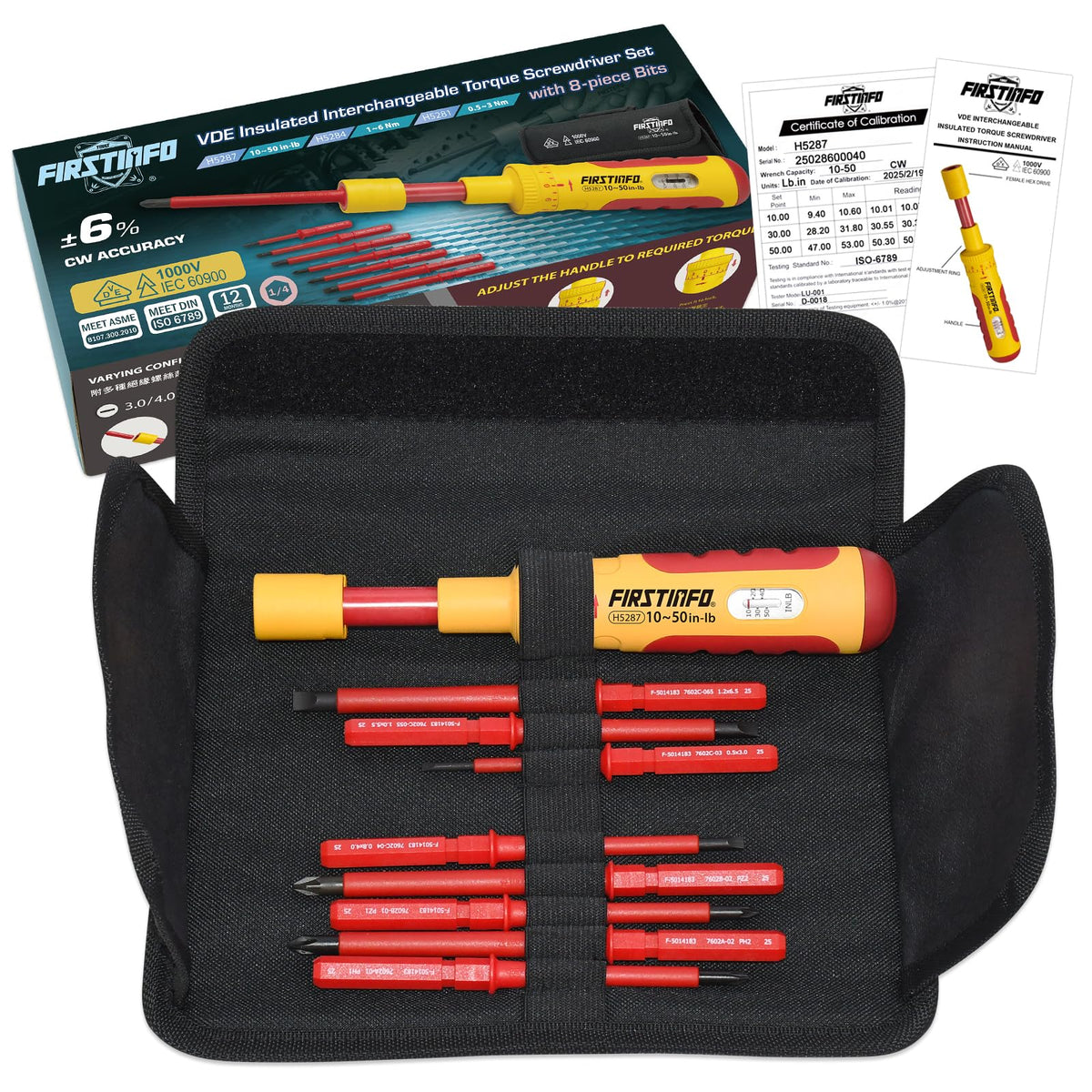 VDE Insulated Torque Screwdriver Set with 8 Bits R76119