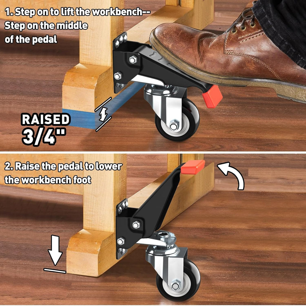 Workbench Casters kit 660 Lbs Retractable 4 Pack O49663