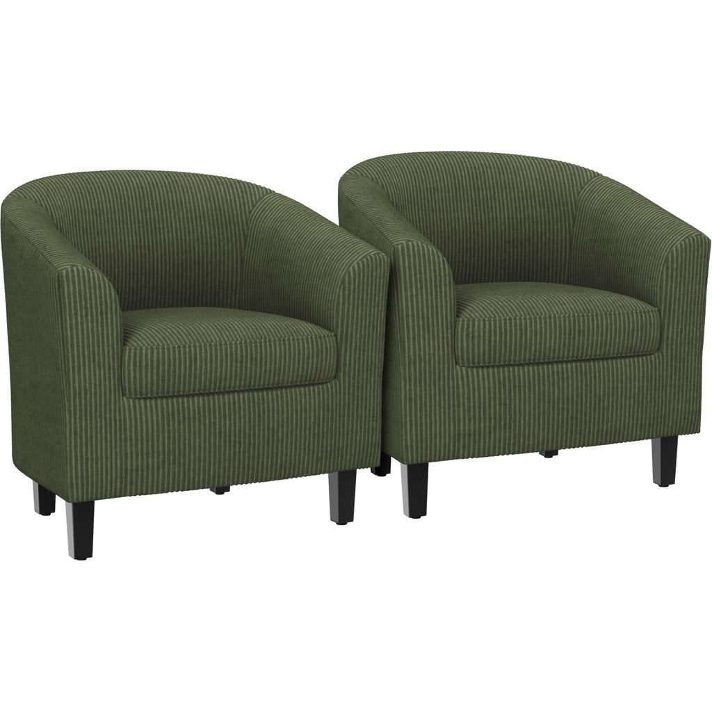 Corduroy Barrel Armchairs Set of 2 Dark Green A8031
