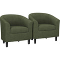 Corduroy Barrel Armchairs Set of 2 Dark Green A8031