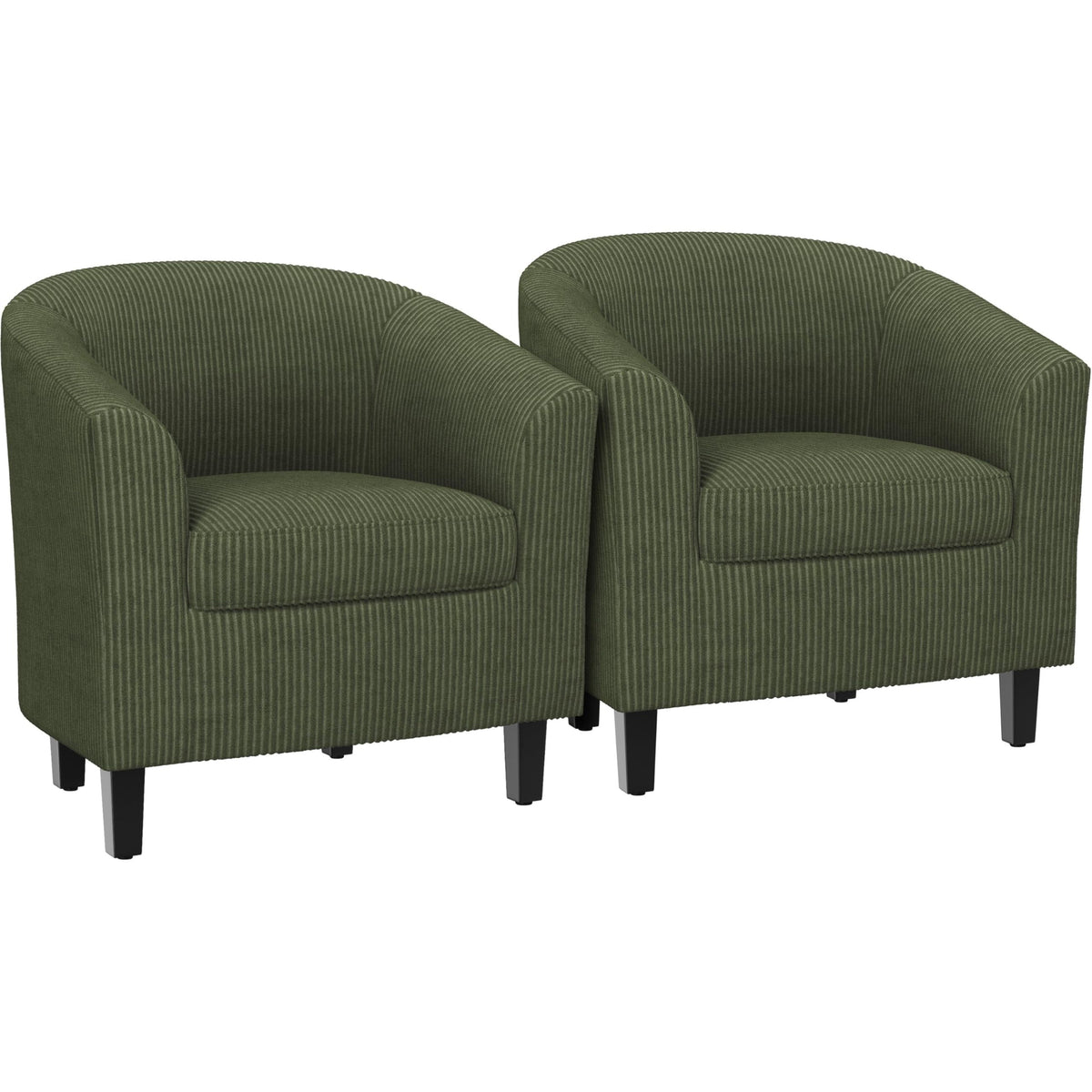 Corduroy Barrel Armchairs Set of 2 Dark Green A8031