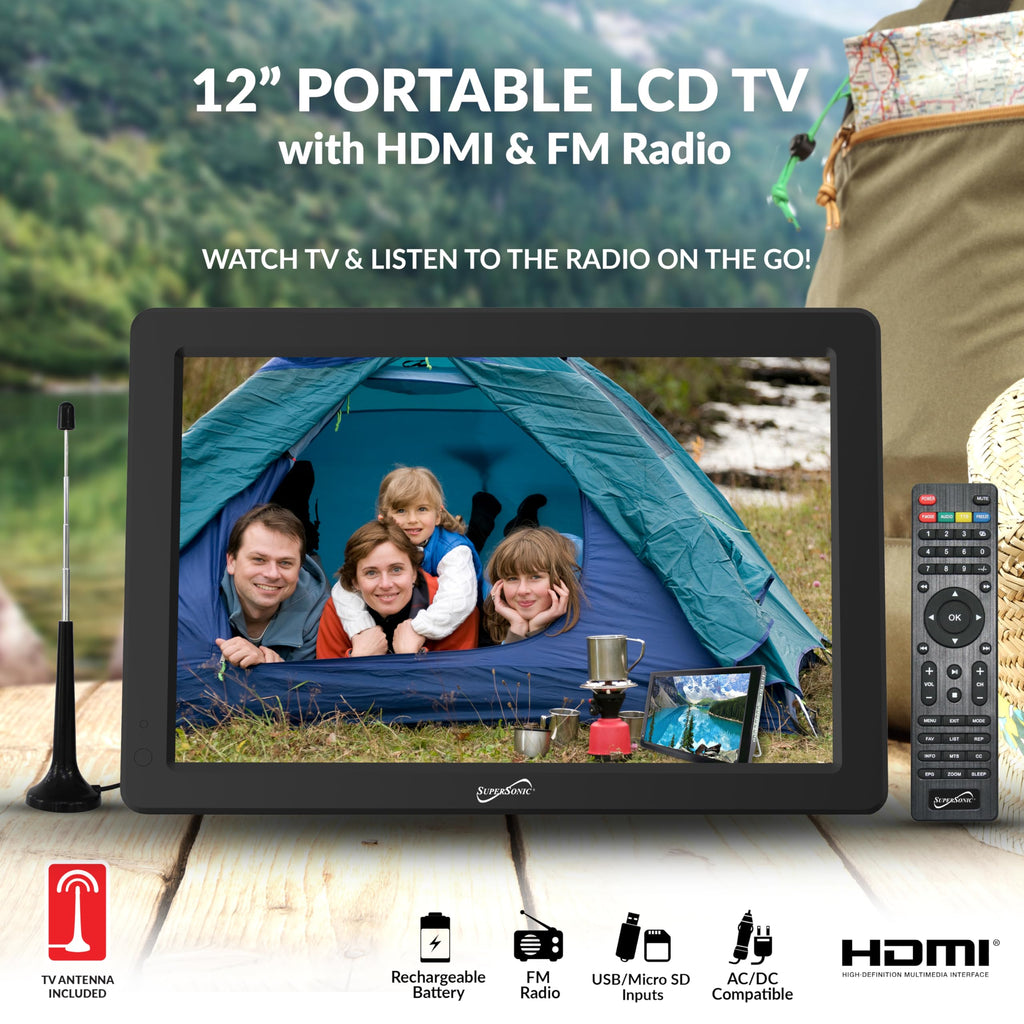 12-inch Portable LED TV with Rechargeable Battery and Remote Control H52052