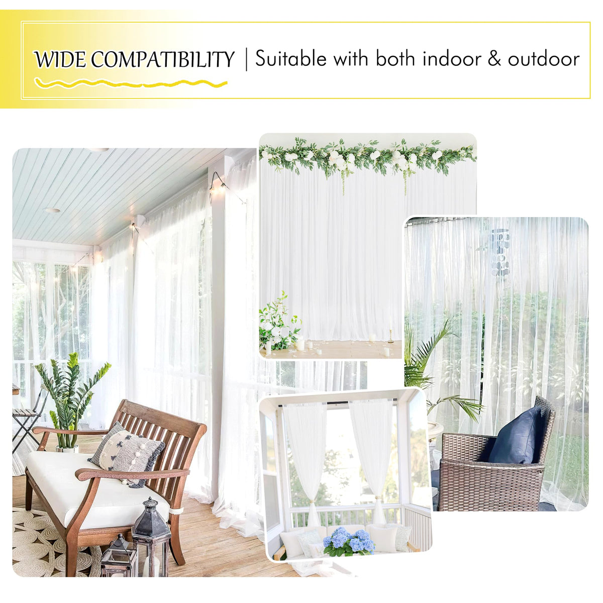 White 2 Panels Waterproof Mosquito Netting Curtains Q71614