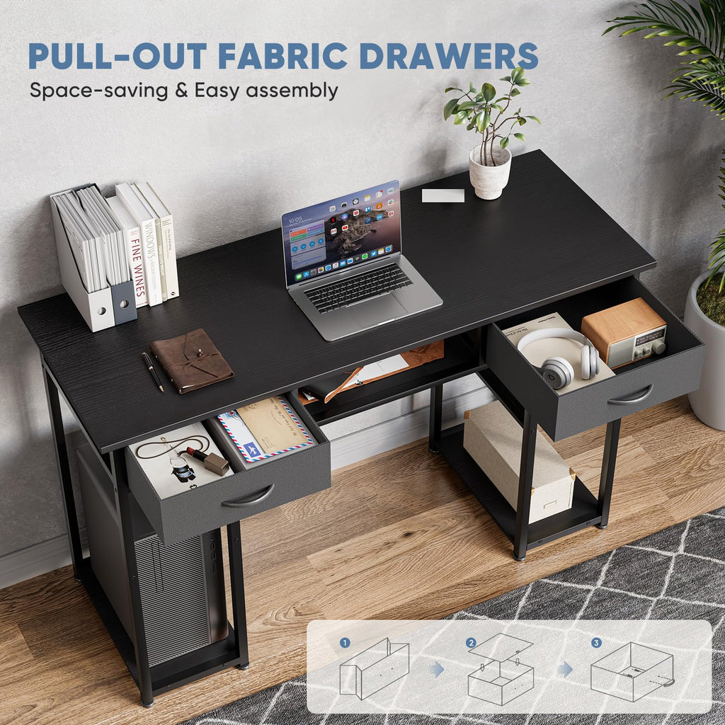 48-Inch Computer Desk with Drawers and Hook X2344