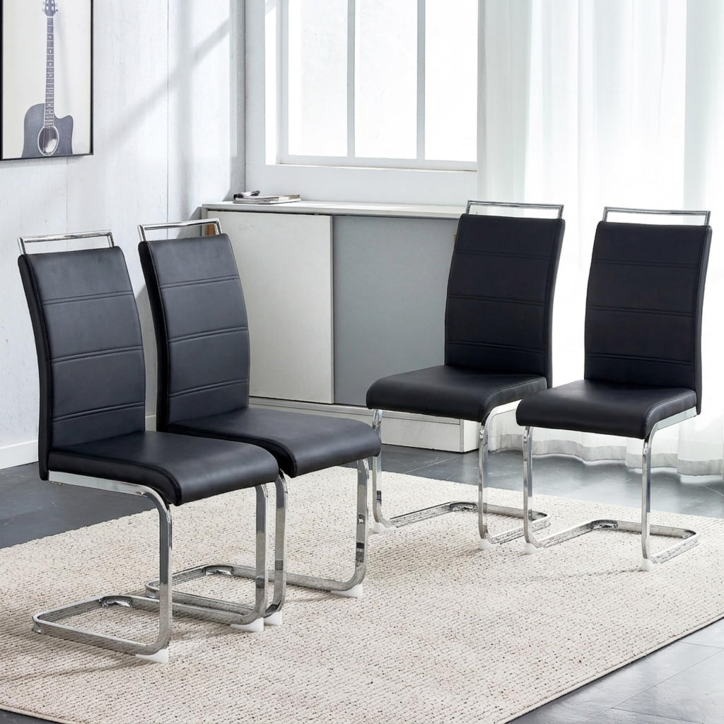 Black Faux Leather Dining Chairs Set of 4 Z958245
