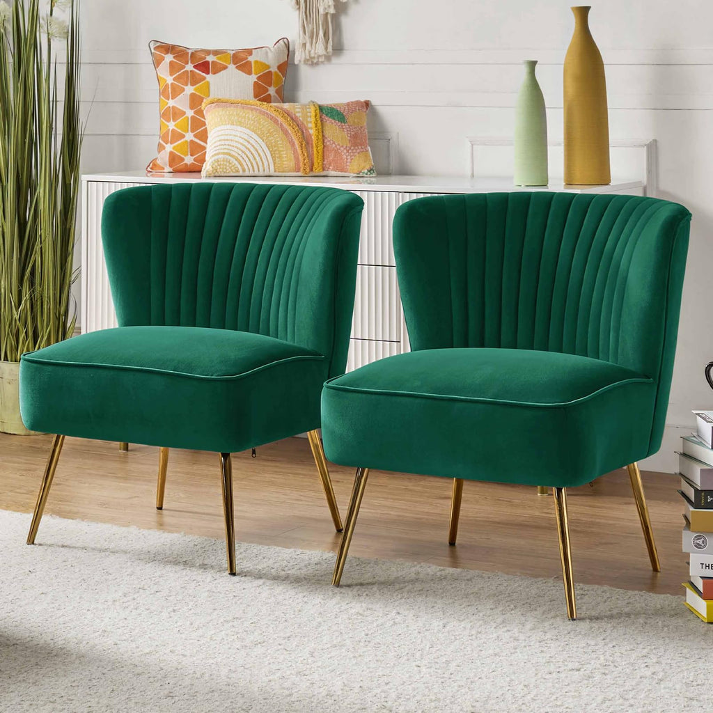 Velvet Accent Chair Set of 2 Green P227