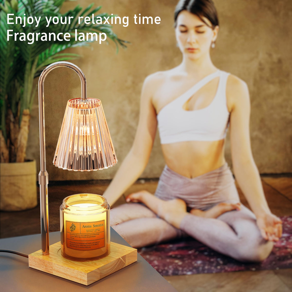 Candle Warmer Lamp with 2 Bulbs, Dimmable, Timer, Adjustable Height M62187
