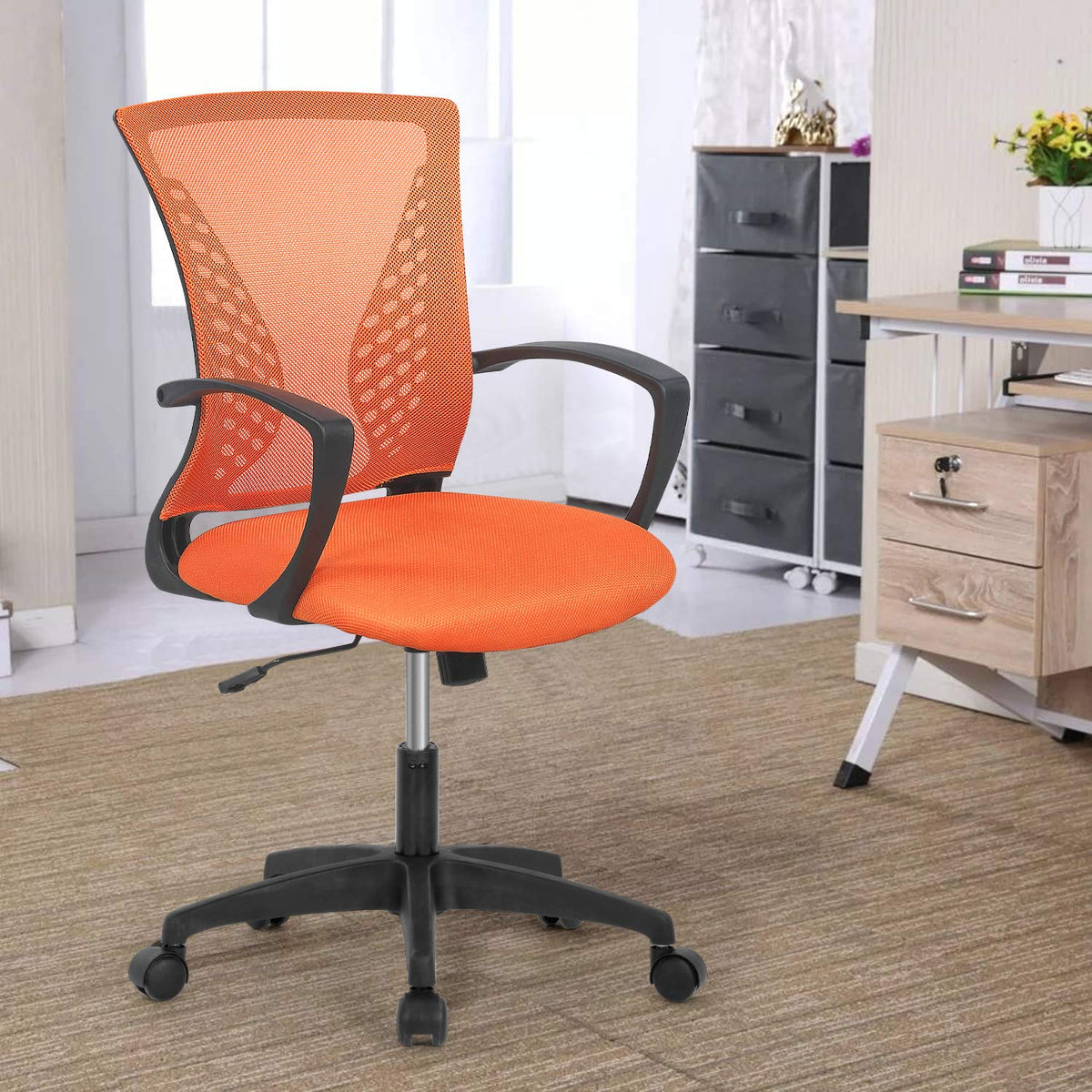 Ergonomic Mesh Mid Back Office Chair with Wheels and Lumbar Support U375042