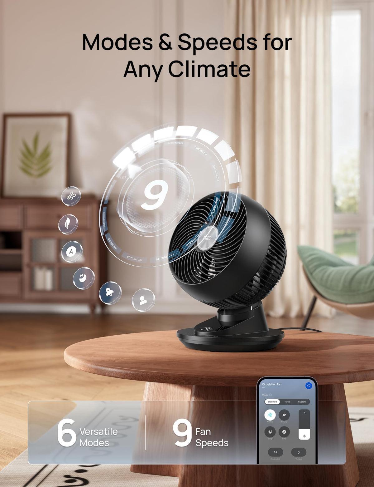 12 Inches 90° Oscillating Smart Desk Fan M417