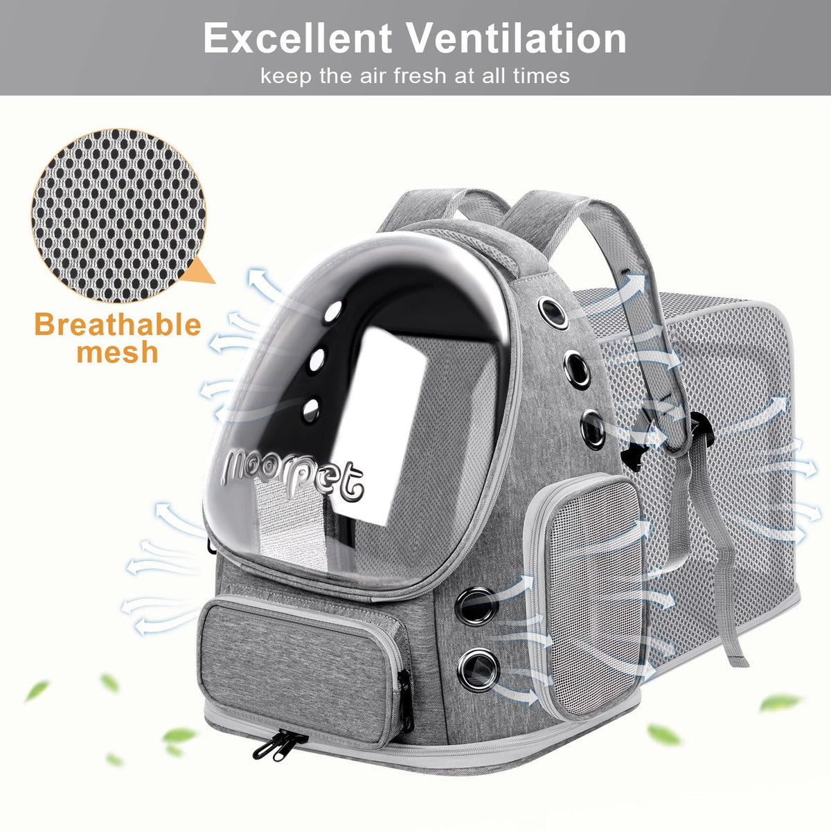 Breathable Cat Bubble Backpack Large Space Pet Carrier Backpack Expandable for Kitty Dog, Foldable Airline Approved Cat Backpack, Transparent PetTravel Backpack Up to 20 lbs (Green) (Grey) G951985