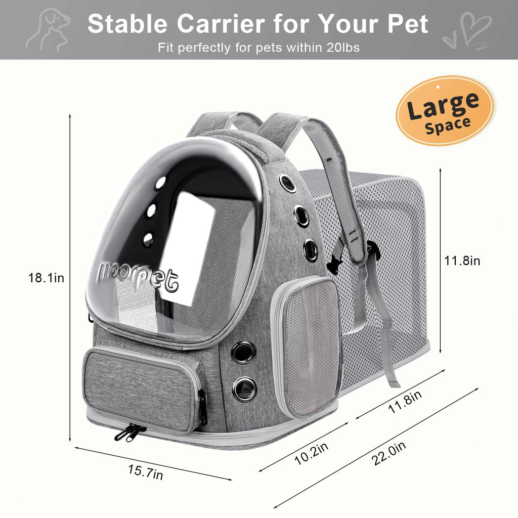 Breathable Cat Bubble Backpack Large Space Pet Carrier Backpack Expandable for Kitty Dog, Foldable Airline Approved Cat Backpack, Transparent PetTravel Backpack Up to 20 lbs (Green) (Grey) G951985