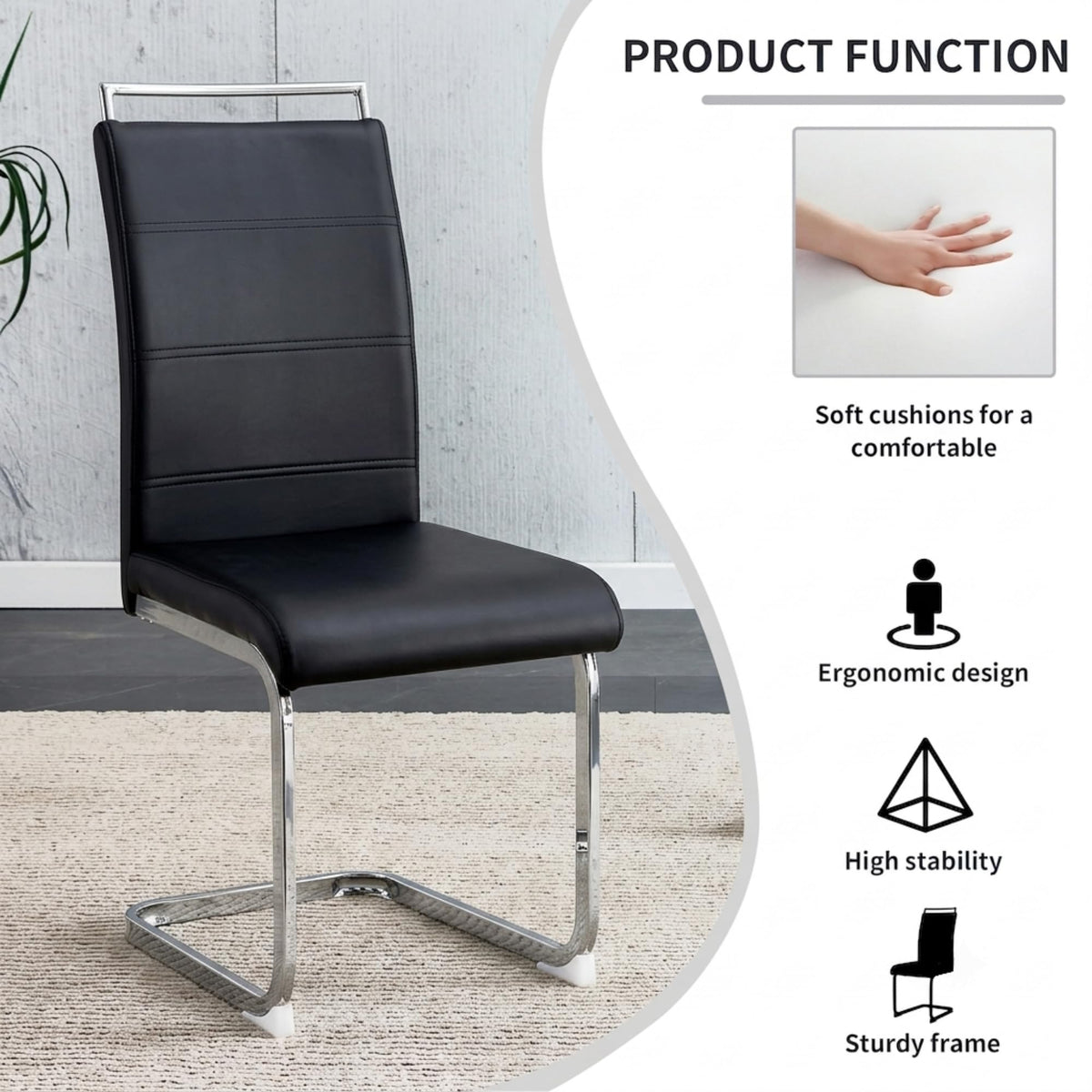 Black Faux Leather Dining Chairs Set of 4 Z958245