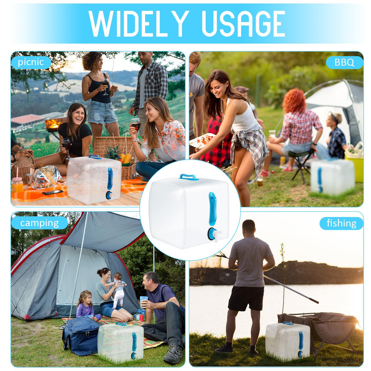 5 Pcs 5.3 Gallon Collapsible Water Container with Spigot Y8267