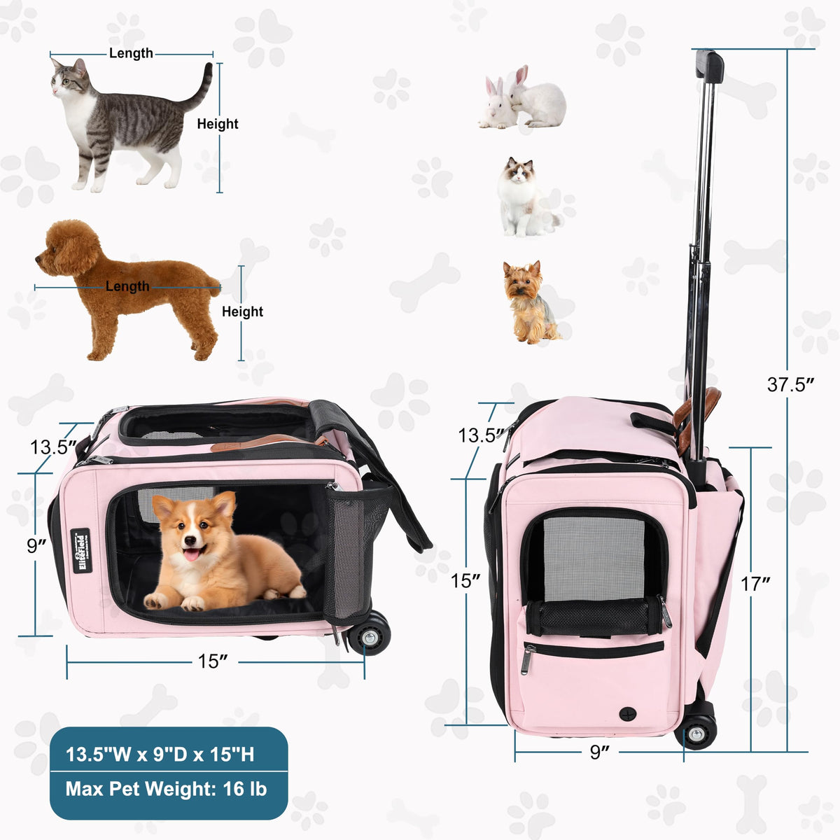 Rolling Dog & Cat Carrier P53230
