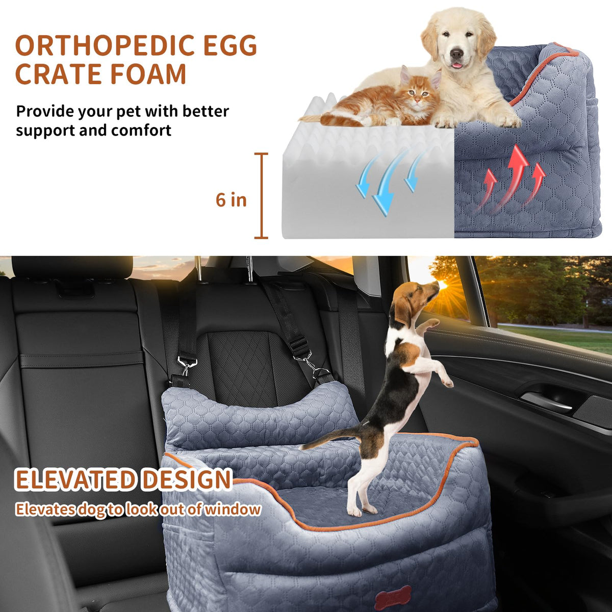 Dog Car Seat with Memory Foam Cushion Y674