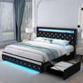 Full Platform Bed Frame with 2 Storage Drawers, Black B215146