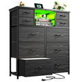 Black 10 Drawer Dresser with LED & Charging Station Q875461