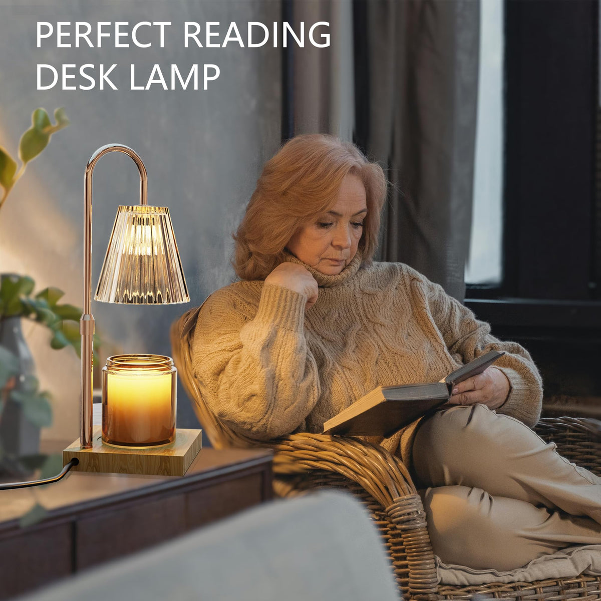 Candle Warmer Lamp with 2 Bulbs, Dimmable, Timer, Adjustable Height M62187
