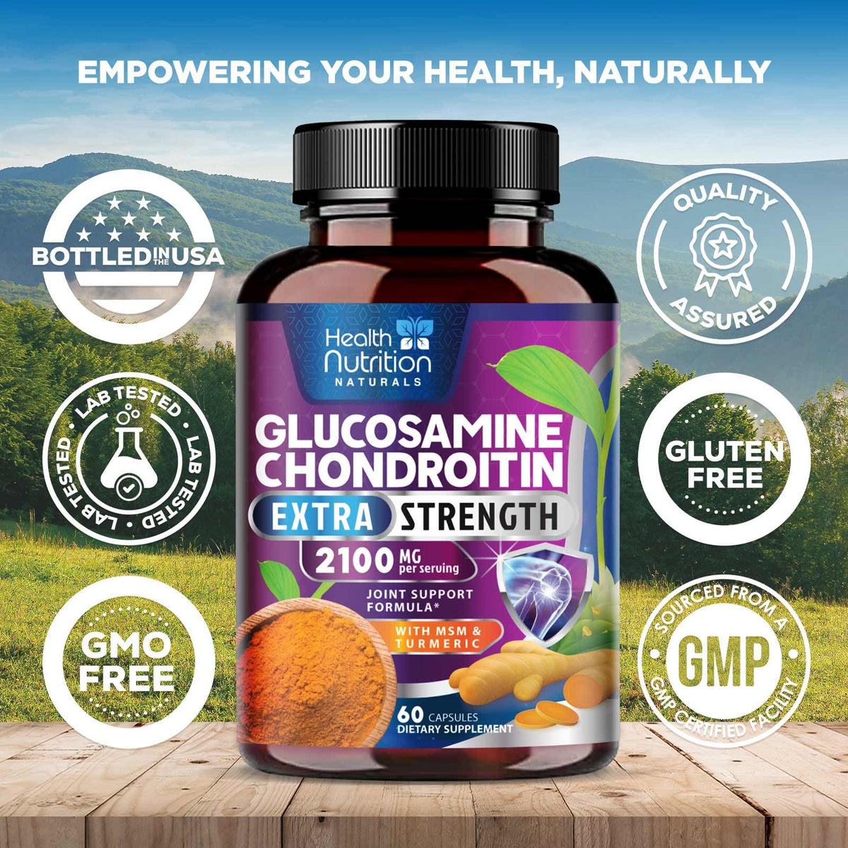 Glucosamine Chondroitin MSM Turmeric Boswellia 60 Capsules S512