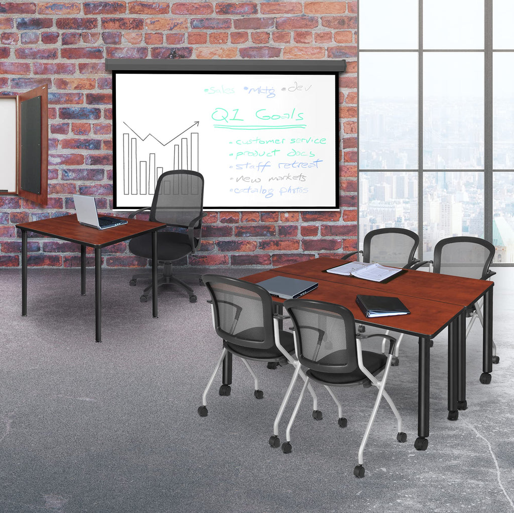 Small Square Breakroom Table with Black Folding Legs X986289