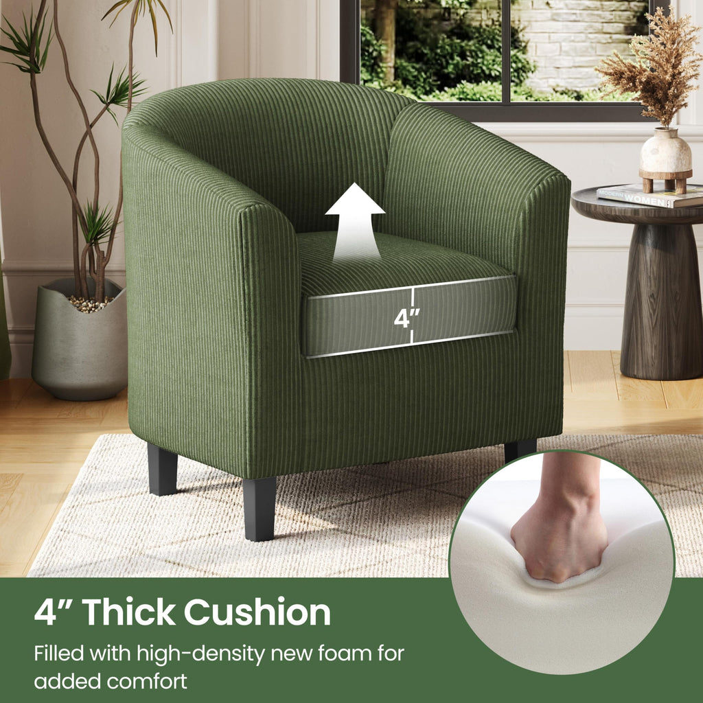 Corduroy Barrel Armchairs Set of 2 Dark Green A8031