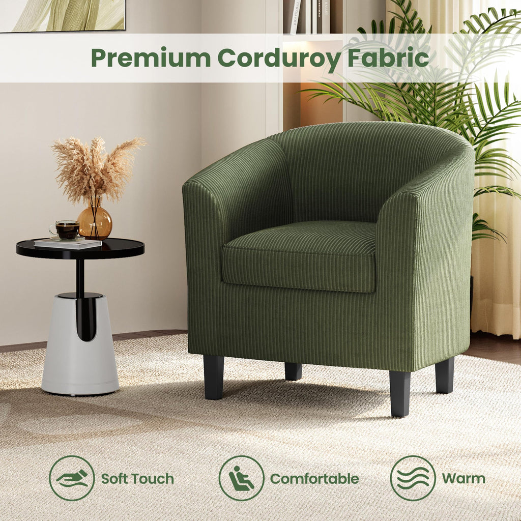 Corduroy Barrel Armchairs Set of 2 Dark Green A8031