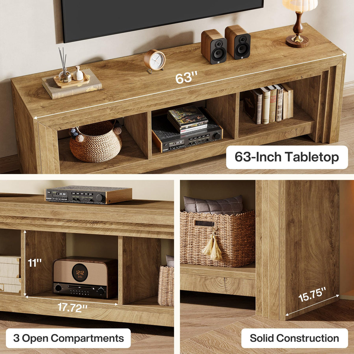 63" Wood TV Stand F3447