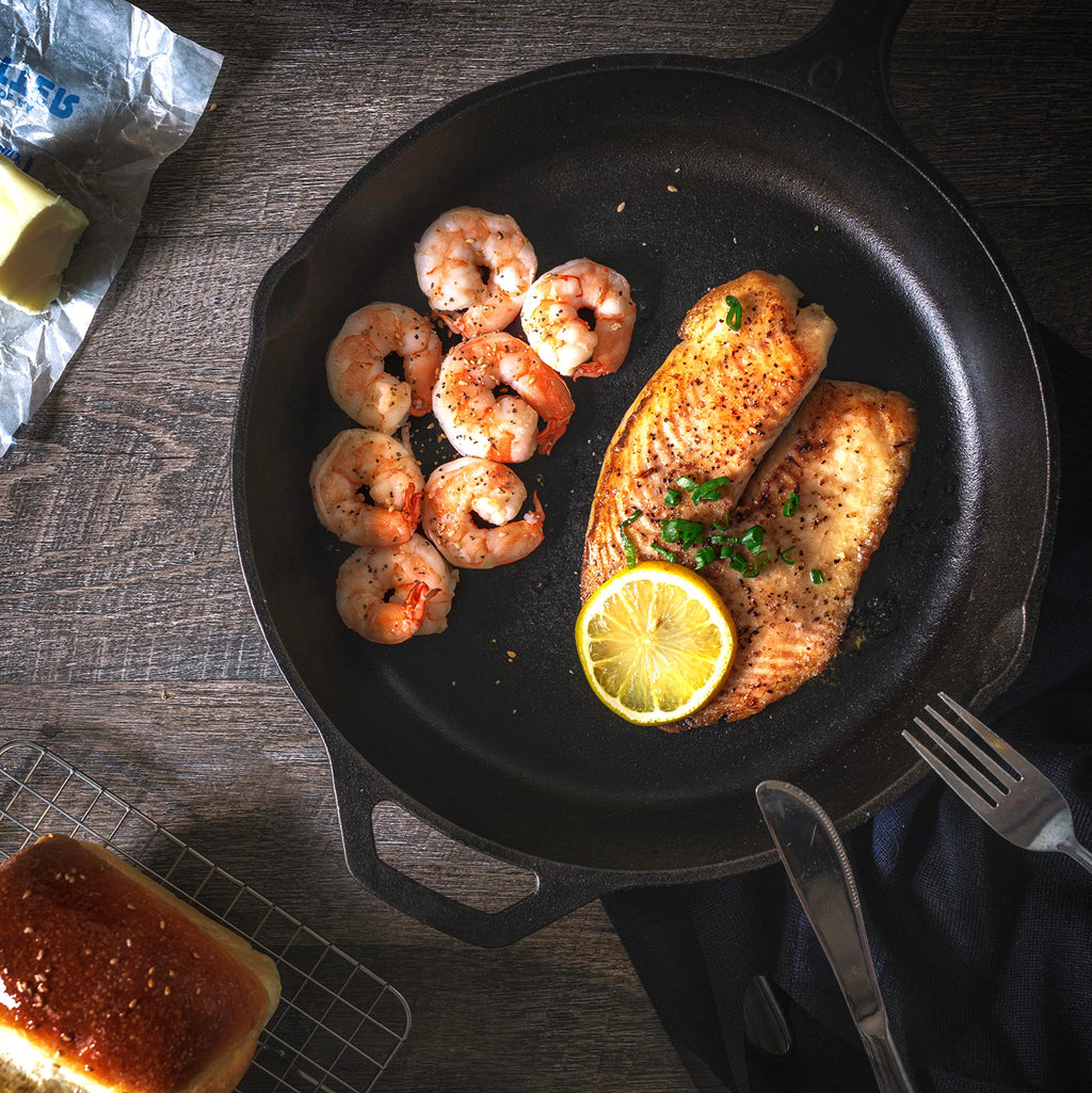 Cast Iron Skillet 10 Inch with Lid Black Y908542